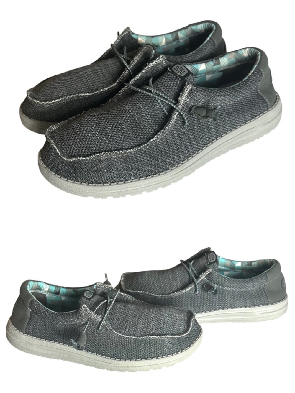 Hey Dude Wally Sox Shoes Loafers Mens 7 Womens 9 Gray Slip On Comfortable Wide